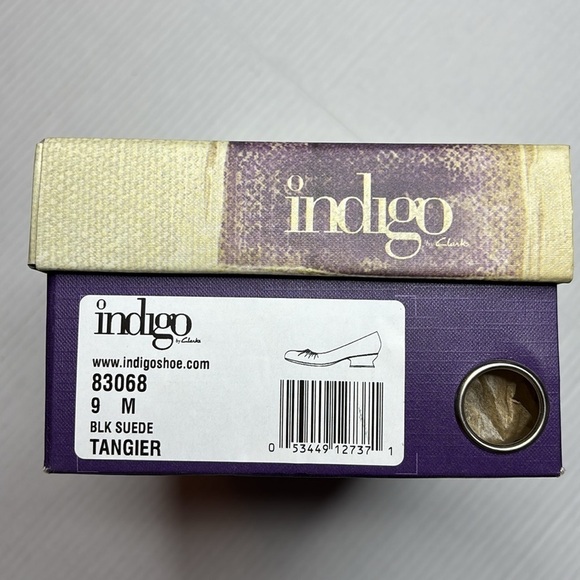 INDIGO By Clarks Black Suede Tangier Shoes Size 9 - Picture 8 of 8
